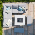 Pulse Square Corner Dining Set - With Fire Pit Table / Lead Chine
