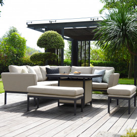 Pulse Square Corner Dining Set - With Fire Pit Table / Oatmeal