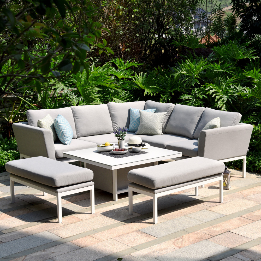 Pulse Square Corner Dining Set with Rising Table / Lead Chine
