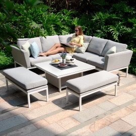 Pulse Square Corner Dining Set with Rising Table / Lead Chine
