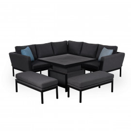 Pulse Square Corner Dining Set with Rising Table / Charcoal