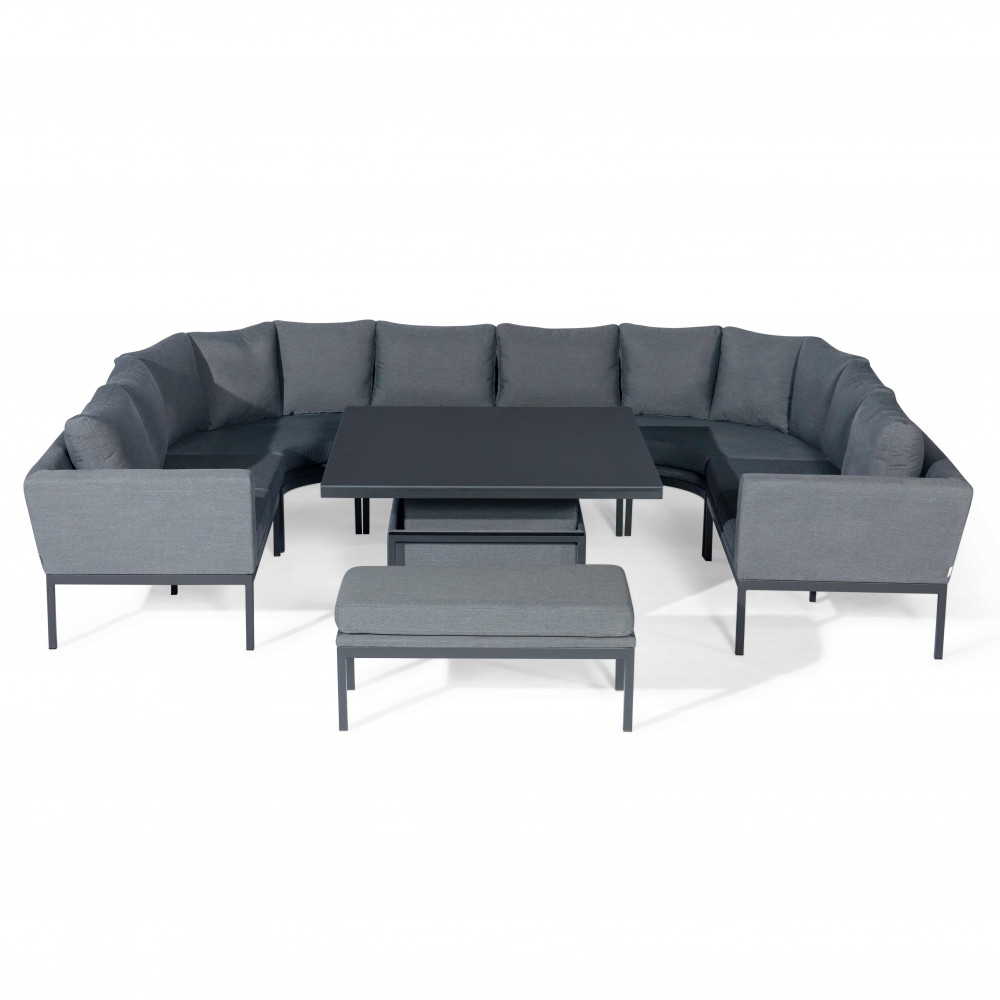 Pulse U Shape Corner Dining Set with Rising Table / Flanelle