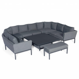 Pulse U Shape Corner Dining Set with Rising Table / Flanelle