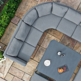 Pulse U Shape Corner Dining Set with Rising Table / Flanelle