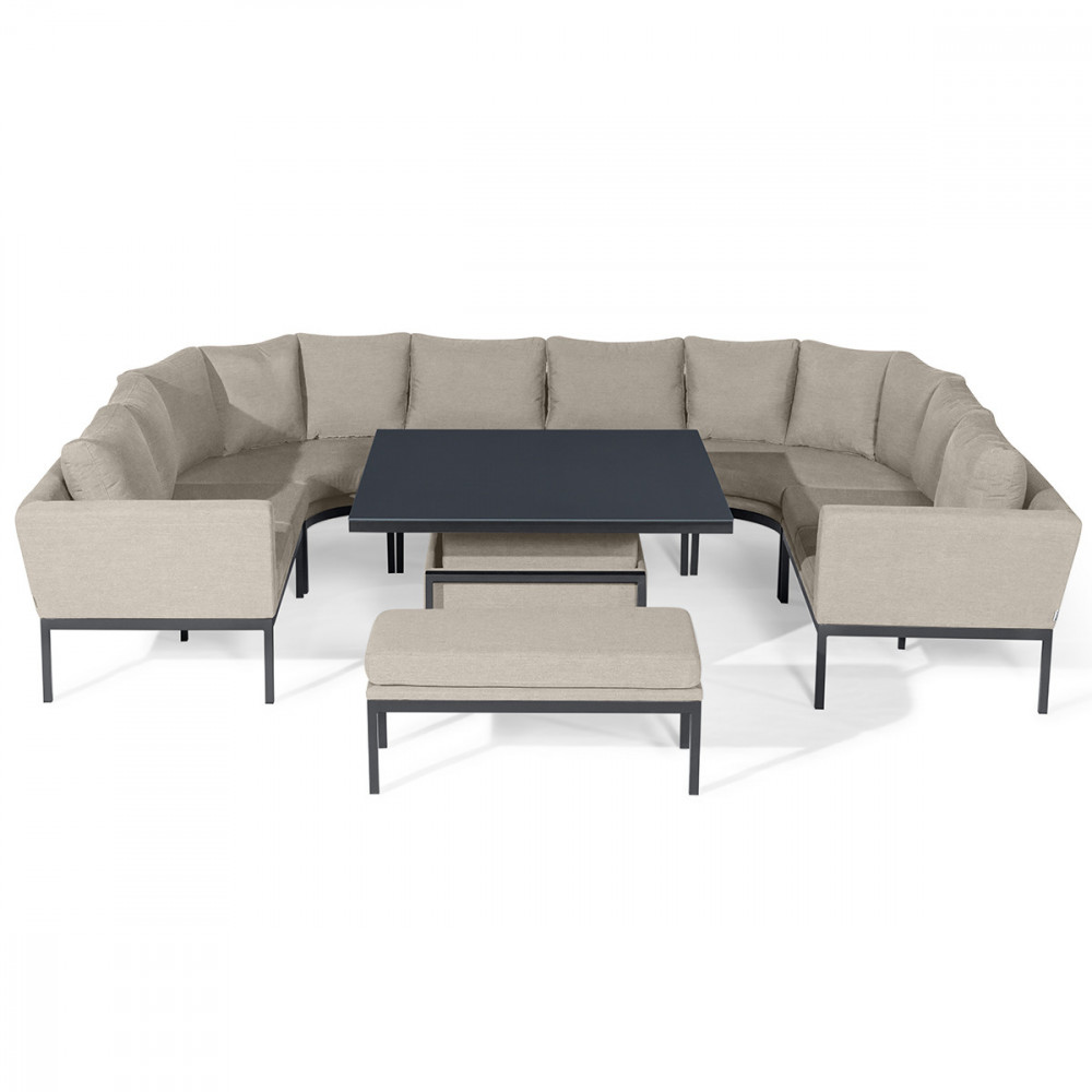 Pulse U Shape Corner Dining Set with Rising Table / Oatmeal