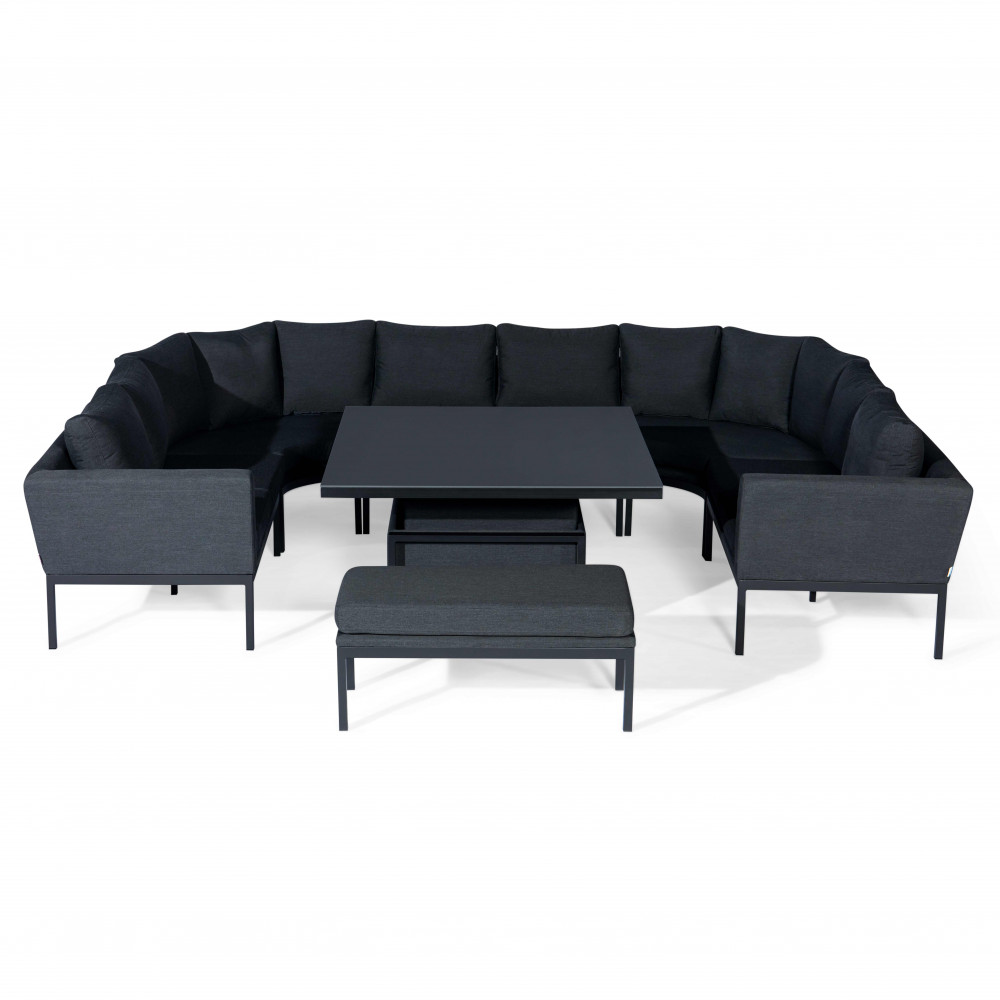 Pulse U Shape Corner Dining Set with Rising Table / Charcoal