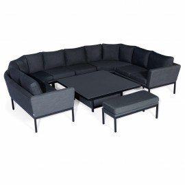 Pulse U Shape Corner Dining Set with Rising Table / Charcoal