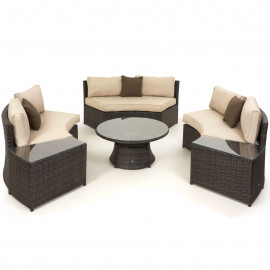 Half Moon Sofa Set / Brown