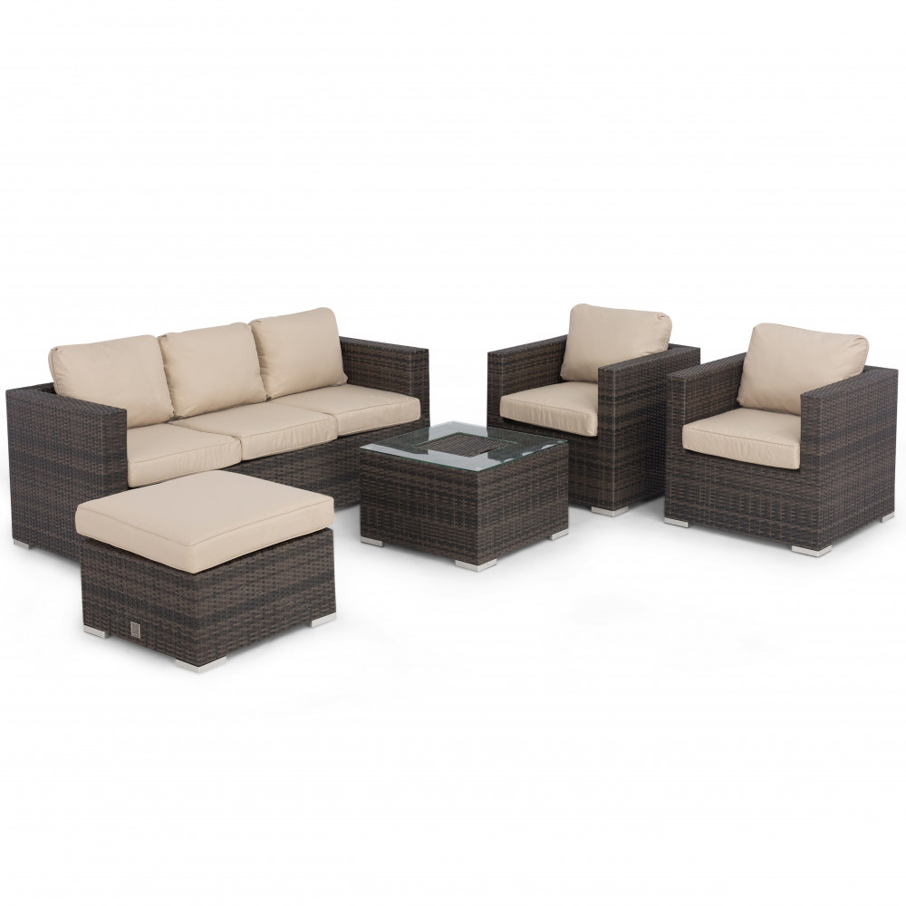 Georgia 3 Seat Sofa Set With Ice Bucket / Brown