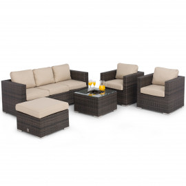 Georgia 3 Seat Sofa Set With Ice Bucket / Brown