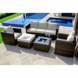 Georgia 3 Seat Sofa Set With Ice Bucket / Brown