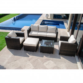 Georgia 3 Seat Sofa Set With Ice Bucket / Brown