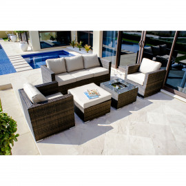 Georgia 3 Seat Sofa Set With Ice Bucket / Brown