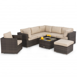 London Corner Group with Chair with Ice Bucket / Brown