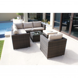 London Corner Group with Chair with Ice Bucket / Brown