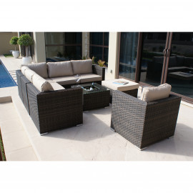 London Corner Group with Chair with Ice Bucket / Brown