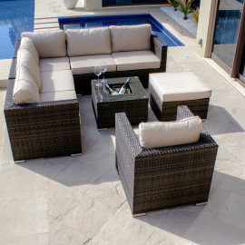 London Corner Group with Chair with Ice Bucket / Brown