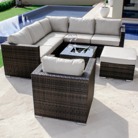 London Corner Group with Chair with Ice Bucket / Brown