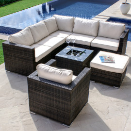 London Corner Group with Chair with Ice Bucket / Brown