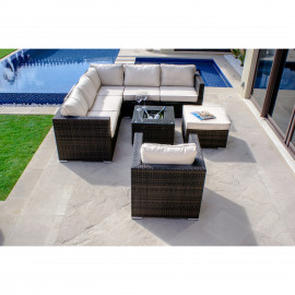 London Corner Group with Chair with Ice Bucket / Brown