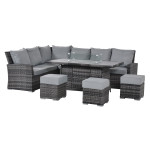Kingston Corner Dining Set with Fire Pit / Grey