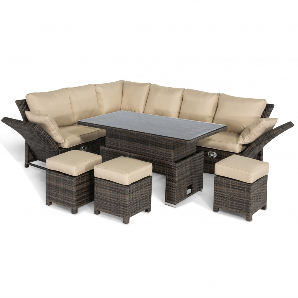Henley Corner Dining Set with Rising Table / Brown