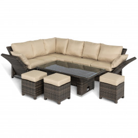 Henley Corner Dining Set with Rising Table / Brown
