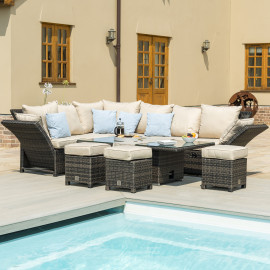 Henley Corner Dining Set with Rising Table / Brown