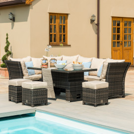 Henley Corner Dining Set with Rising Table / Brown