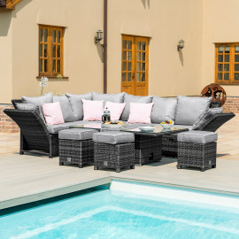 Henley Corner Dining Set with Rising Table / Grey