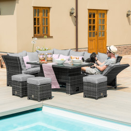 Henley Corner Dining Set with Rising Table / Grey