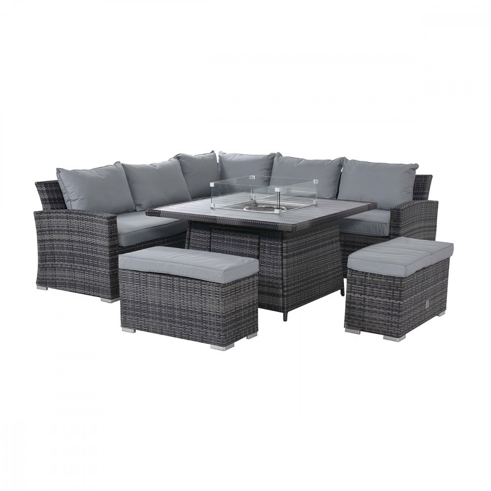 Kingston Corner Deluxe with Fire Pit / Grey