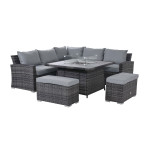 Kingston Corner Deluxe with Fire Pit / Grey