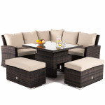 Richmond Corner Bench Set with Rising Table / Brown