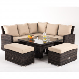 Richmond Corner Bench Set with Rising Table / Brown