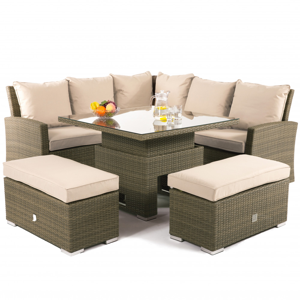 Tuscany Corner Bench Set with Rising Table / Natural
