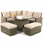 Tuscany Corner Bench Set with Rising Table / Natural