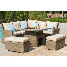 Tuscany Corner Bench Set with Rising Table / Natural