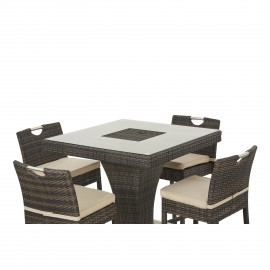 4 Seat Square Bar Set with Ice Bucket / Brown
