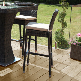 4 Seat Square Bar Set with Ice Bucket / Brown