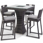 4 Seat Square Bar Set with Ice Bucket / Grey