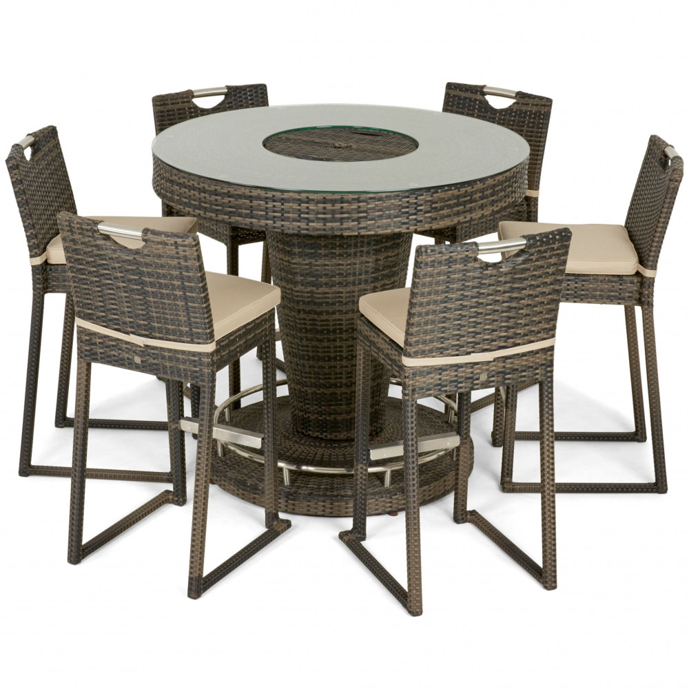 6 Seat Bar Set with Ice Bucket / Brown
