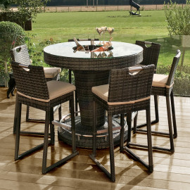 6 Seat Bar Set with Ice Bucket / Brown
