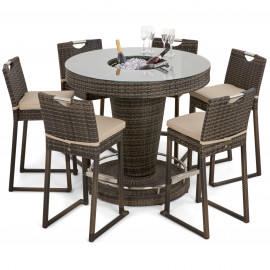 6 Seat Bar Set with Ice Bucket / Brown
