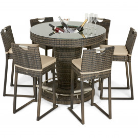 6 Seat Bar Set with Ice Bucket / Brown