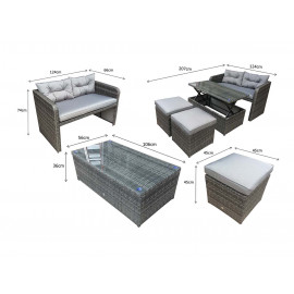 GEMMA Compact Sofa Set in Grey