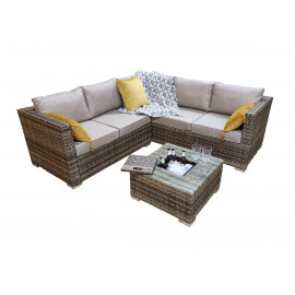 GEORGIA Corner Sofa with Ice Bucket Mixed Brown