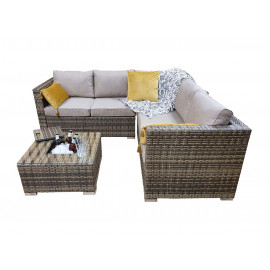 GEORGIA Corner Sofa with Ice Bucket Mixed Brown