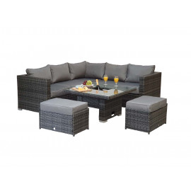 GEORGIA Corner Hi/Low Dining Set Grey With Ice Bucket
