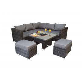 GEORGIA Corner Hi/Low Dining Set Grey With Ice Bucket